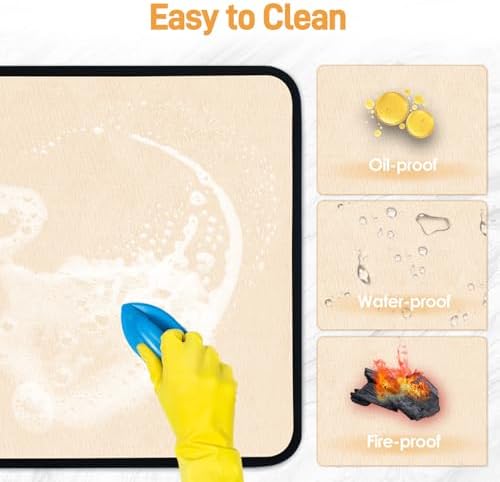 2 PCS Heat Resistant Mats for Countertop Air Fryer, 14x12in, Khaki - Image 5