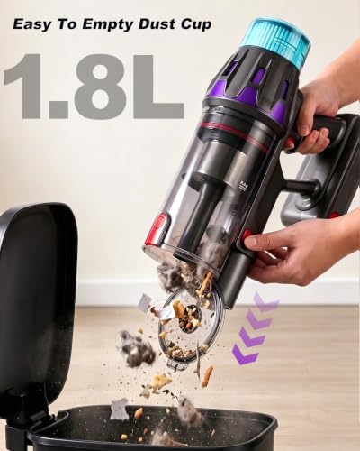 Cordless Vacuum Cleaner for Home,Self-Standing Stick Vacuum with Touch Screen,55KPa Suction,580W Motor & Up to 70-Min Runtime,Anti-Tangle Vacuum for Pet Hair,Carpet & Hardwood Floors - Image 4