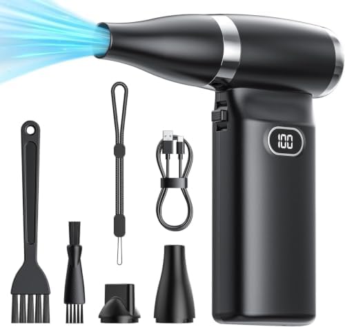 Electric Compressed Air Duster Cordless: 70 MPH High Wind Speed Mini Air Blower for Electronics Portable Computer Cleaner Hand Keyboard Cleaning Powerful Duster for Car, Fans and Other Sences by Unknown