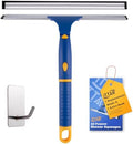 ITTAR 12 inch Rotatable Shower Squeegee for Glass Doors, Multi-Purpose Window Squeegee with Hook & Refill Rubber Blade, Bathroom Cleaner Tool for Shower Door Window Mirror Wall Car Windshield by ITTAR