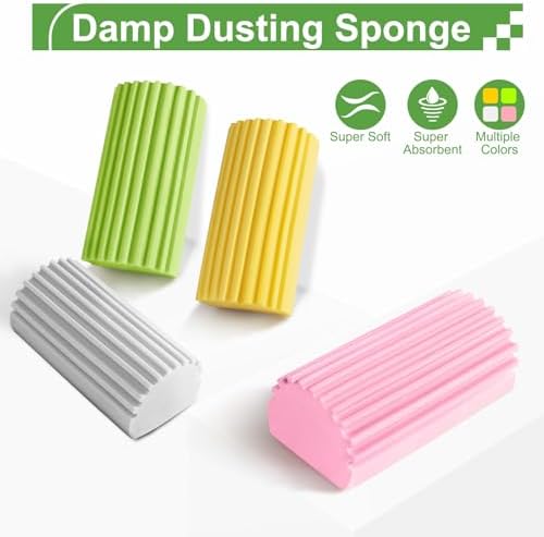 Jeymei Damp Clean Duster Sponge,4Pcs Dust Sponge for Cleaning,Multicolored - Image 6