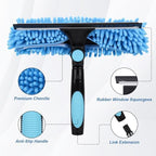 Window Squeegee Cleaner Tool with Extension Pole: 2-in-1 Window Cleaning Kit - 86.6 Inch Telescopic Long Window Cleaning Tool for High Windows Car Glass - with 2 Microfiber Cloth & Squeegee Blade - Image 2