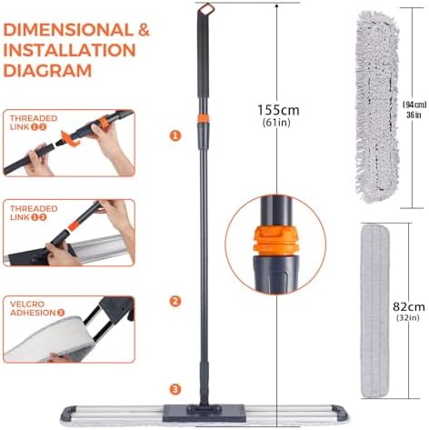 36 inch Microfiber Mop Heavy Duty Flat Dust Mop for Cleaning Floors - Image 2