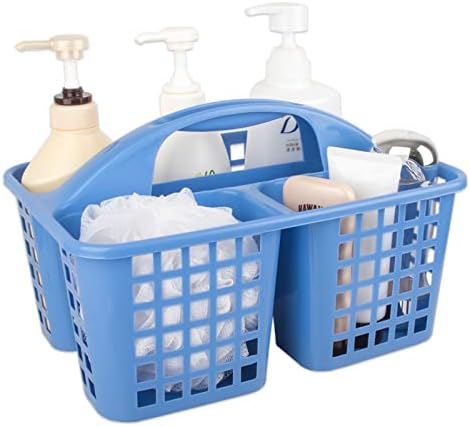Portable Shower Caddy Basket Plastic Storage Basket with Compartments Blue by JiatuA