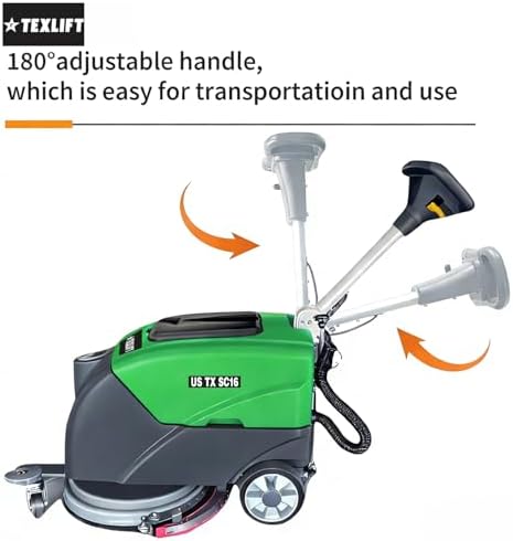 Walk-Behind Commercial Floor Scrubber Machine, 16″ Cleaning Width, Battery Powered Scrubber Dryer with 9 Gal Tank for Warehouse, Retail & Facility Cleaning (US-TX-SC16) - Image 5