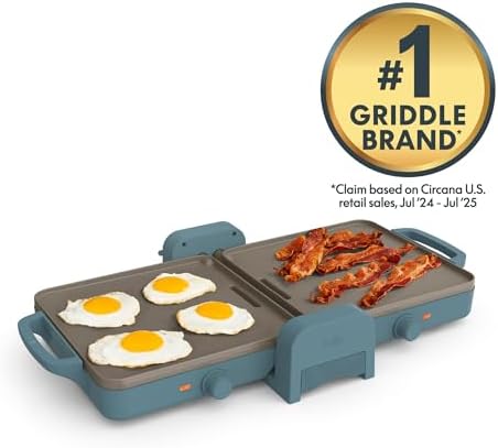 bella 10"x20" Fold and Store Griddle, Non-Toxic, Ceramic Coating, Surf - Image 3