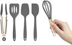COOK WITH COLOR Silicone Cooking Utensils, Kitchen Utensil Set, Easy to Clean Silicone Kitchen Utensils, Cooking Utensils for Nonstick Cookware, Kitchen Gadgets Set, Mini, Gray by CookwithColor