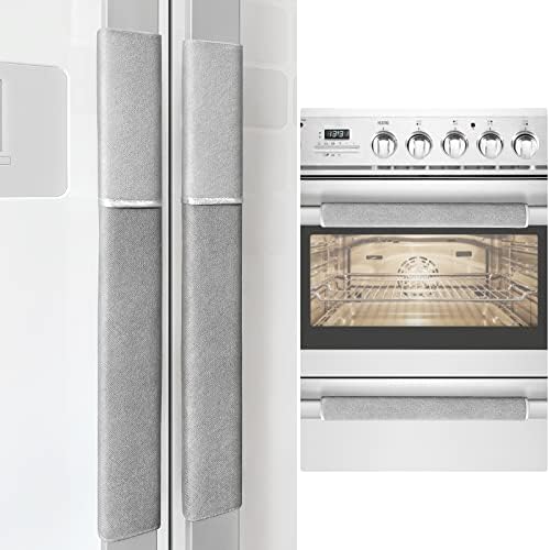 MRKG Refrigerator Door Handle Covers, 4 Pieces, Washable Without Fading or Cracking, Keep Your Kitchen Appliance Clean from Smudges, Drips, Food Stains, Oil. (Gray) by MRKG