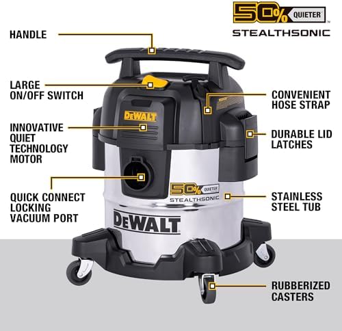 DEWALT 5 Gal 4 HP STEALTHSONIC Shop Vacuum Wet and Dry DXV05S-QTB - Image 3
