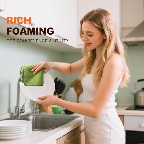 KinHwa Dish Cloths for Washing Dishes with Scrub Side, Microfiber Dish Rags - Image 3