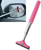 Side Mirror Squeegee, Window Cleaner Tool, Retractable Car Side Mirror Squeegee with Telescopic Long Handle, Car Mini Portable Window Cleaner Tool for Rainy Weather (Colorful Flag/Pink) by Unknown