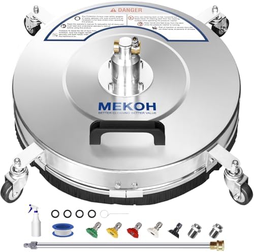 MEKOH 18” Durable Stainless Steel Pressure Washer Surface Cleaner, 4500PSI by MEKOH