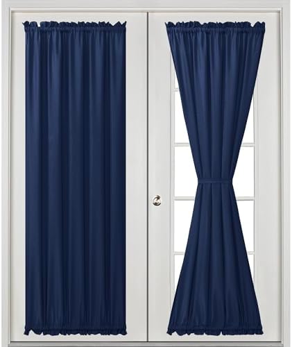 Hiasan French Door Curtains Privacy, Navy Blue, 52W x 72L, 1 Panel - Image 2
