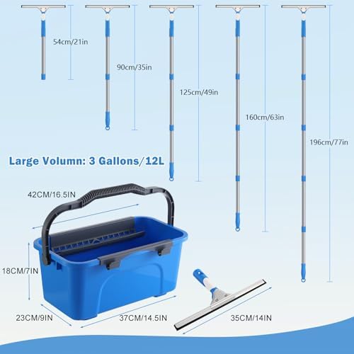 Mitclear Window Cleaning Kit 77'' Long Handle with Bucket for Home Outdoor - Image 4