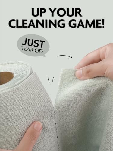 Fantasticlean Kitchen Towels Roll, 40 Sheets, 10''x 10'' (Beige, MossGreen) - Image 2