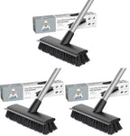 MR.SIGA Floor Scrub Brush with Long Handle, 2 in 1 Scrubber and Squeegee for Cleaning Bathroom, Patio, Garage, Wall, Tile with Stiff Bristles (Pack of 3) by MRSIGA