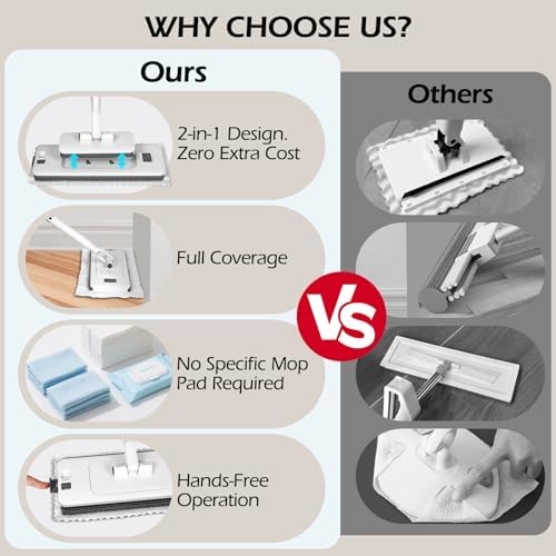 2-in-1 Hands Free Flat Mop,Disposable Dust Mop with 47" Long Handle - Image 6