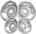 W10196405 W10196406 Stove Burner Drip Pans for Electric Stove Top-Compatible with Whirlpool Electric Range-Thickening to Prevent Bent-Set of 4 Chrome Drip Pans, Silver by COZZIVITA