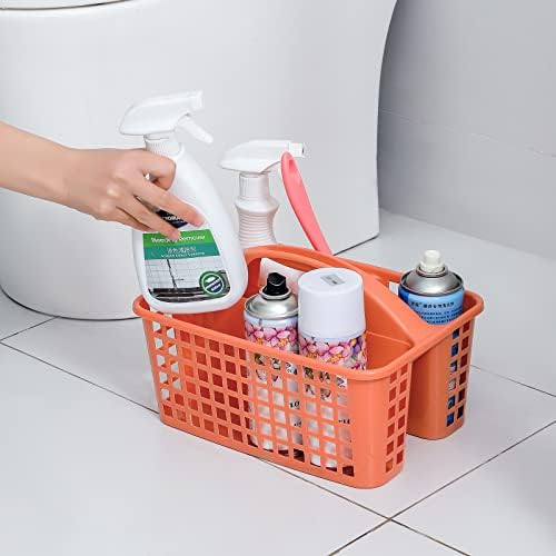 Portable Shower Caddy Basket Plastic Storage Basket with Compartment Orange - Image 6