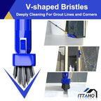12" Wide Floor Scrub and Grout Brush Set With Long Extendable Handle - Stiff Bristle Heavy Duty Cleaner for Tile, Deck, Garage, Kitchen, Bathroom - Image 2