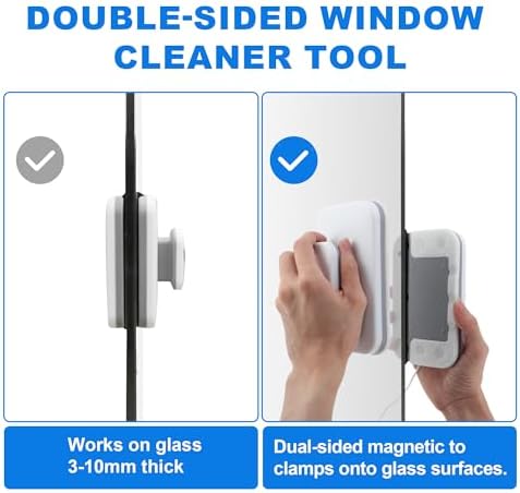 Magnetic Windshield Cleaner Tool, Double-Sided Window Cleaner Tool, Magnetic Glass Wiper for Car/High Rise/Windshield/Sidewindow/Sliding Door Glass Thickness 3-10mm/0.12-0.4inch - Image 3