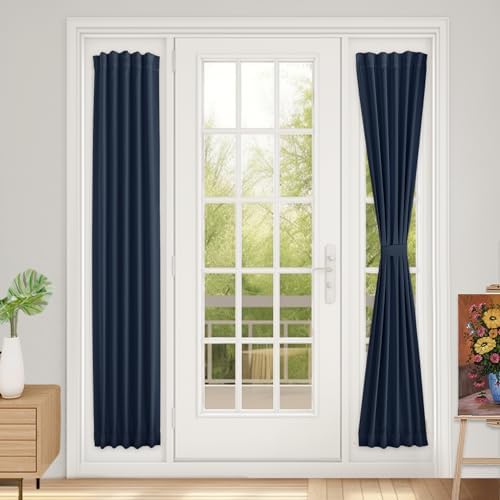 Vatge Door Curatins for Doorway - Sidelight Curtains for French Doors Glass Doors Curtains for Front Door, 1 Panel, W12 x L72, Navy by Vatge