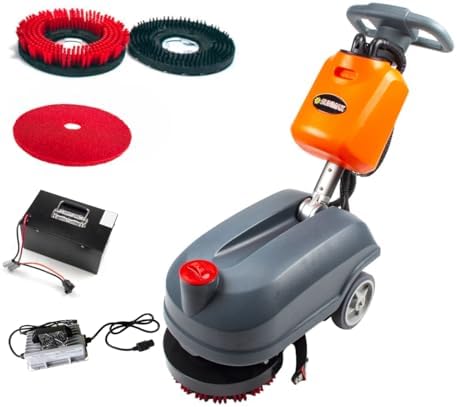 14" Compact Floor Scrubber Dryer Machine, Lithium Battery, 4-Gal Tank by SUNMAX