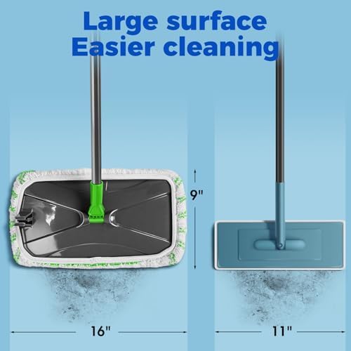 Masthome Microfiber Flat Mop,16" Head with 5 Washable Pads - Image 2