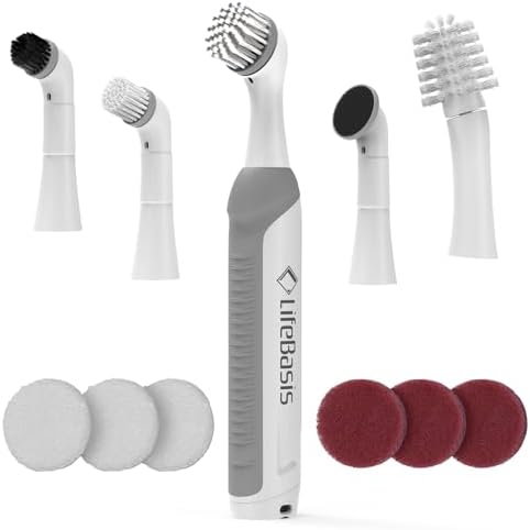 LifeBasis Cordless Rechargeable Power Scrubber Brush, White by LifeBasis