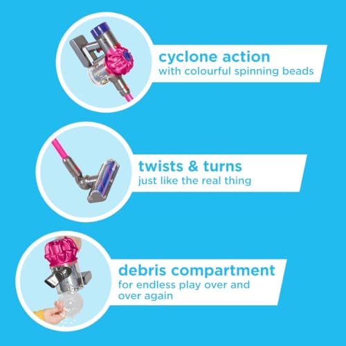 Casdon Dyson Cordless Vacuum Pink | Interactive & Officially Licensed Toy Dyson Vacuum For Children Aged 3+ | Realistic Role-Play Fun! - Image 6