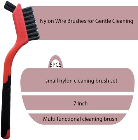 6-Pack Nylon Cleaning Brushes - Non-Scratch Nylon Bristles for Delicate Surfaces & Daily Cleaning | Ergonomic Grip with Mini Head & Hanging Hole - Image 5