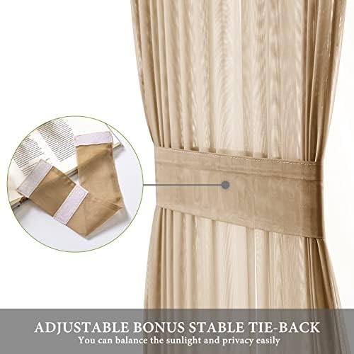 MIULEE Brown 54 Wide and 72 Inches Length French Door Sheer Curtains - Image 3