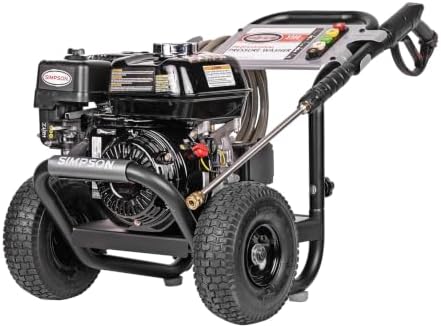 SIMPSON Cleaning PS3228 PowerShot 3300 PSI Gas Pressure Washer, 2.5 GPM, Honda GX200 Engine, Includes Spray Gun and Extension Wand, 5 QC Nozzle Tips, 5/16-inch x 25-foot MorFlex Hose, 49-State by Unknown