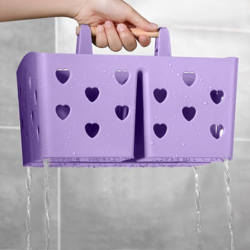 Portable Shower Caddy Plastic Shower Basket Organizer with Handle, Purple - Image 2