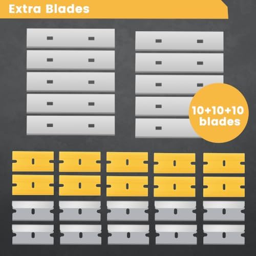MulWark Razor Blade Scraper Tool Set, 3-Piece with 30 Replacement Blades - Heavy-Duty Cleaning Tool, Standard & Mini Scrapers for Decals, Stickers, Paint, Caulk, and Adhesive Removal - Image 4