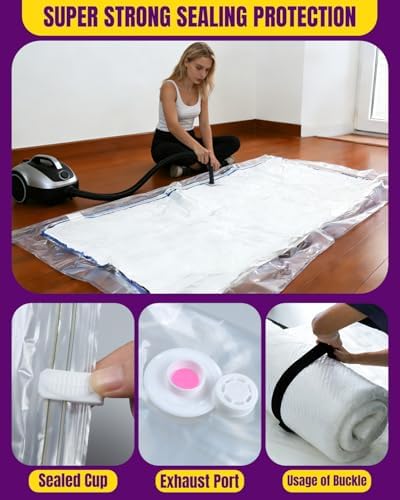 XUTAI Mattress Vacuum Bag, Vacuum Seal Storage Bag for Mattress & Clothing – Heavy Duty Reusable Mattress Storage Bag (1 Queen) - Image 6