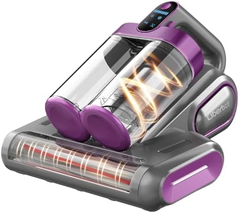 Mattress Vacuum Cleaner, Cordless Bed Vacuum with 13KPa Suction, Portable Vacuums for Sofa Couch Crib, Birthday Gifts for Women (Gray & Purple) by Liberbot