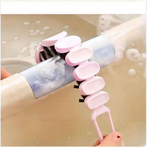 Crevice Cleaning Brush Set Grout Scrub Cleaning Tools 3 Pcs Black/Pink - Image 6