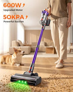 Cordless Vacuum Cleaner for Home, 600W/50KPa Powerful Suction, 60Mins Self-Standing Stick Vacuum with Anti-Tangle Brush & LED Display, Lightweight Handheld Vacuum for Pet Hair, Carpets & Hard Floors - Image 2
