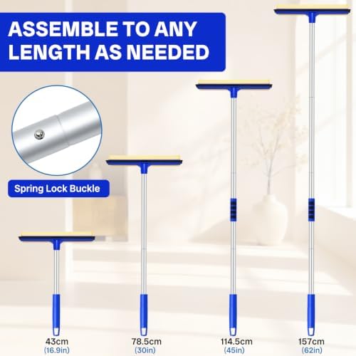Wontolf 62'' Window Squeegee with Extension Poles, 2-in-1 Window Cleaning Kit, Windshield Cleaner Tool, Window Washing Squeegee for Home, Outdoor Windows, Glass, Shower - Image 5