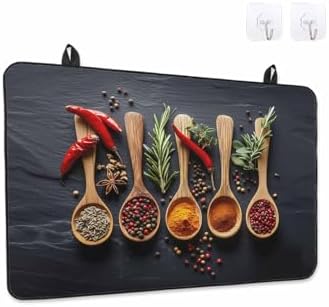 Cooking Spice Stove Top Covers for Electric Stove, Modern Black Cook Seasoning Induction Cooktop Cover Protector, Rustic Pepper Range Mat for Glass Top Stove, Kitchen Dish Drying Mat, 28"x20" by Unknown