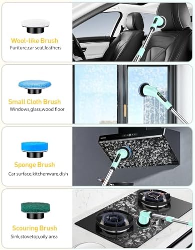 Electric Spin Scrubber for Bathroom, Shower Scrubber with Long Handle - Image 5