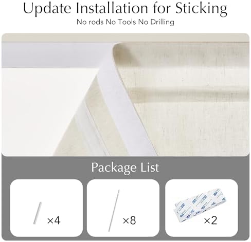 NICETOWN Linen Farmhouse French Door Curtain No Drill Blinds for Windows, Ivory Solid Cordless Blinds for Farmhouse Door Window Covering with Light Filgtering, W22 x L72, 1Pc - Image 5
