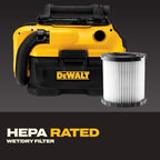 DEWALT 20V MAX Shop Vacuum Wet and Dry, Shop Vac 2 Gallon, Cordless and Corded Wet Dry Vacuum Cleaner, Wide Nozzle, Hepa Filter, Tool Only (DCV581H) - Image 5