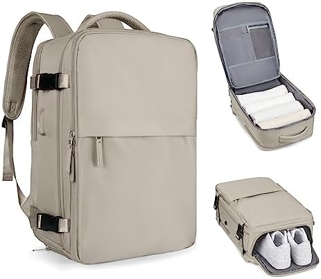 coofay Laptop Travel Backpack For Women Men Airline Approved Carry On Bags For Airplanes Underseat Luggage Backpack For Traveling On Airplane Personal Item Travel Bag For Airlines Light Brown by coofay