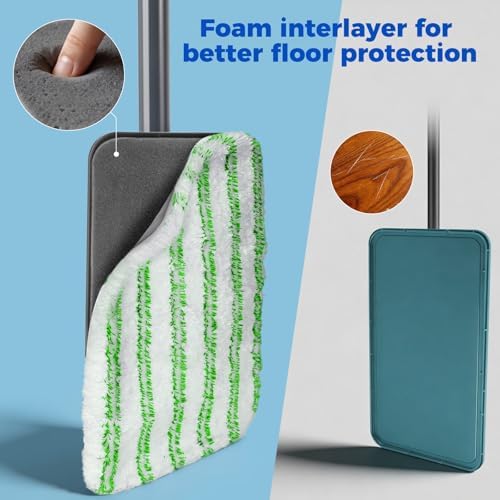 Masthome Microfiber Flat Mop,16" Head with 5 Washable Pads - Image 3