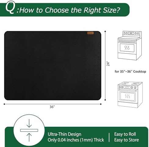 Large Fireproof Stove Top Covers for Electric Stove, Waterproof & Heat Resistant Mat for Glass Top, Stovetop Protector, Anti-Scratch, 36x24 Black - Image 6