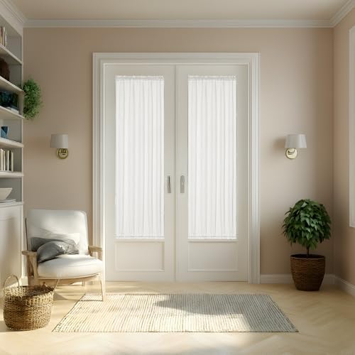 2 Panel Privacy Side Window Curtains Ivory White 25 x 72 Inches Long - Image 7