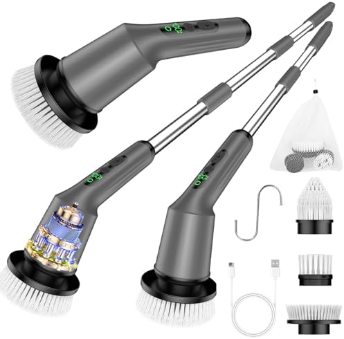 Electric Spin Scrubber for Bathroom, Shower Scrubber with Long Handle by CTMAST