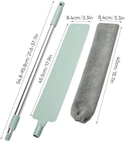 Sakerplus Baseboard Cleaner Tool with Handle Duster with Extension Pole, Bendable Microfiber Dusting Wand, Under Appliance Crevice Dust Remover for Sofa, Cabinet Top and Fan Gaps (2) - Image 2